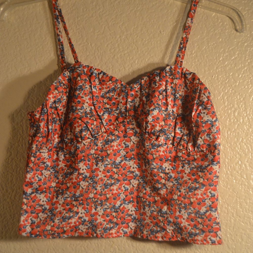 Floral Spaghetti Strap Crop Top